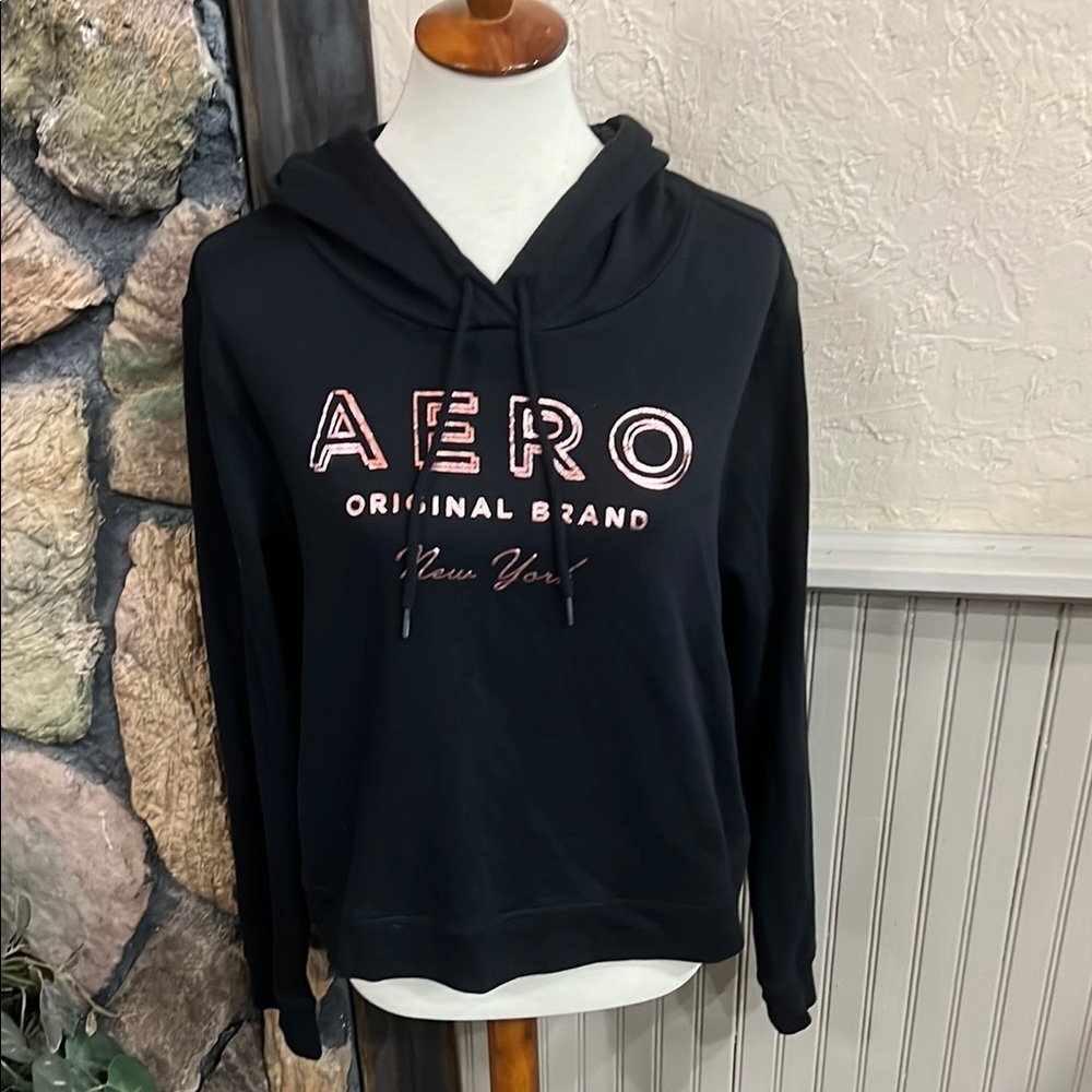 Aeropostale Black Hoodie with Pink Accents